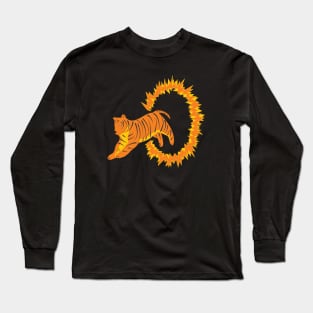 Tiger and Flames Long Sleeve T-Shirt